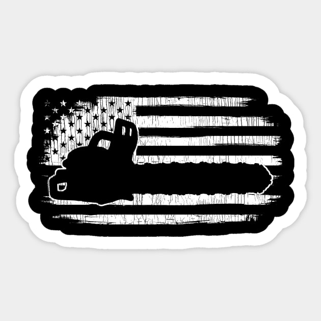 Chainsaw American Flag Arborist Sticker by KAWAIITEE